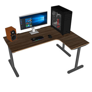 GD68059 L-Shaped Gaming <b>Desk</b> Assembled <b>Computer</b> <b>Desk</b> with Wooden Plywood and Iron Frame Featuring LED and MDF Surface - Product Image 1