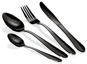 Juego de Cubiertos Negros Mate al por Mayor, Juego de Cubiertos de Acero Inoxidable con Tenedor, Cuchillo y Cuchara Negros para Restaurante - Product Image 3