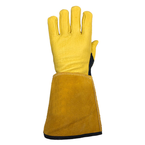 Gants de soudage en cuir véritable imperméables, haute résistance, gants de sécurité raisonnables, résistance à la chaleur, personnalisés, bleus, double renfort - Product Image 2