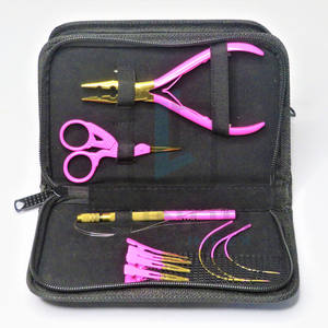 Kit de herramientas de extensión de cabello de Venta caliente rosa con plasma dorado en color con etiquetado de marca personalizado gratuito en herramientas y en kits - Product Image 2