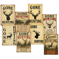 Plaque Métallique Vintage « Gone Hunting Deer Duck » avec Citation Rétro – Décoration Murale pour Cabane, Lodge, ou Man Cave – Art Mural en Métal