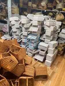 Panier de salle de bain en rotin artisanal avec motif tissé à la chaux boîte de rangement élégante pour décor de salle de bain et de chambre - Product Image 4