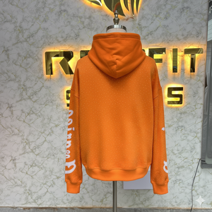 Sudadera con Capucha y Cremallera Avarice Society Naranja, Unisex, Estilo Urbano, Diseño con Apliques y Parches, Corte Holgado, Ropa de Otoño - Product Image 2