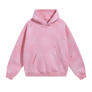 Sweat à capuche ample automne-hiver en pur coton rétro de couleur unie pour hommes - Product Image 3