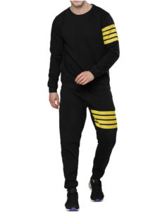 Ensemble survêtement de haute qualité, noir jet, demi-zip, coupe régulière, hiver, écologique, respirant, survêtement personnalisé imprimé, sweat-shirt et pantalon - Product Image 1