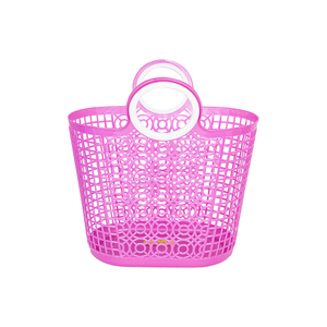 Flexible <b>Plastic</b> Shopping Basket with Round Handles Hollow Mesh Toter <b>Tote</b> Bag Organizer for Kitchen Market Grocery Supermarket - Product Image 2