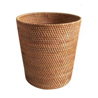 Poubelle en rotin faite à la main, panier de rangement en rotin tressé, poubelle ronde pour chambre à coucher, cuisine, restaurant, en provenance du Vietnam