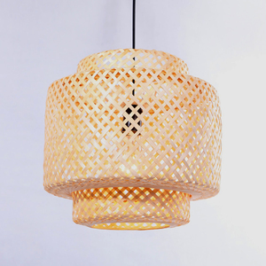 Modern <b>Bamboo</b> Pendant <b>Light</b> with round Woven Lampshade Traditional Victorian Boho Wicker Lighting Rattan Material from Vietnam - Product Image 1