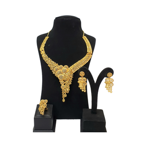 Offre directe d'usine ensemble de bijoux en diamant plaqué or 24K collier de style à la mode de trois grammes pour les mariages ensembles de bijoux fins - Product Image 1