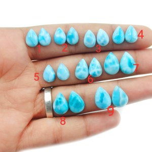 Larimar 100% Natural en Forma de Pera, Gema Suelta Azul Cielo, Collar con Colgante, Anillos, Joyería de Moda - Product Image 1
