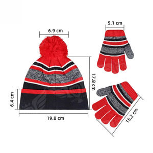 Conjunto de Gorro y Guantes de Punto Personalizados para Invierno con Pompón, Gorro y Guantes Cálidos a Rayas Unisex para Hombre y Mujer - Product Image 6
