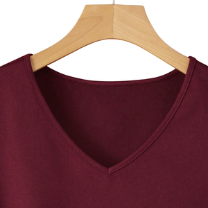 <b>Women</b> Solid <b>V</b> <b>Neck</b> Short Sleeve <b>T</b> <b>Shirt</b> Casual Summer Top Side Knot Detail Breathable Knitted Soft Lightweight Comfortable Daily - Product Image 5
