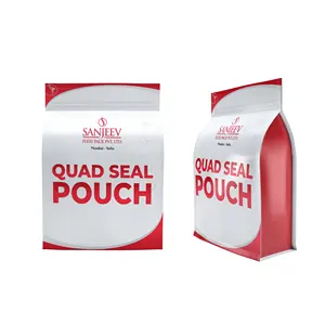 Genuine Grade Quad Seal Pouch with Top Grade Material Made & Customized Size Available For Sale By Exporters