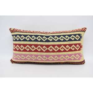 Oreiller en laine de luxe rouge 12x24 pouces oreiller d'accent géométrique ethnique tissé motif carré moelleux Vintage pour literie décor de noël - Product Image 1