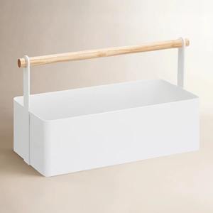 <b>Storage</b> <b>Basket</b> <b>Wood</b> Handle Organizer Iron <b>Wood</b> - Product Image 3