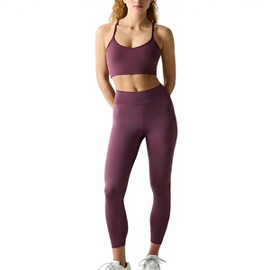 Women Workout Clothes Set Orange Seamless Activewear Yoga Suit Sports <b>Bra</b> and Fitness Leggings OEM ODM Wholesale Supplier - Product Image 1
