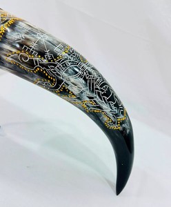 100% jarra de cuerno de vino de estilo vikingo de alta calidad tendencia superior estilo europeo tallado cuerno para beber pulido búfalo cuerno de buey ágata - Product Image 6