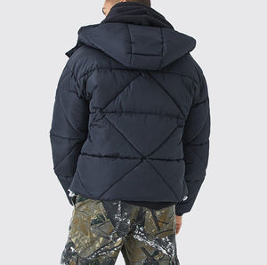 Chaqueta de Hombre Acolchada con Capucha Desmontable, Diseño de Burbujas, Logotipo de Diseñador, OEM, Alta Calidad, Color Negro, Estampado de Burbujas, Personalizable, 2026 - Product Image 6