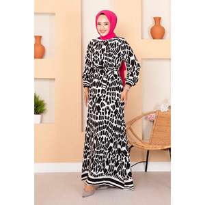 Patrón de cebra Viscosa Hijab Vestido Negro - Product Image 4