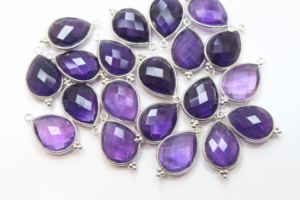 Pendentif en forme de poire à facettes en améthyste violette naturelle en argent sterling 925 13X16MM pour la fabrication de bijoux de mariage et de fête - Product Image 4