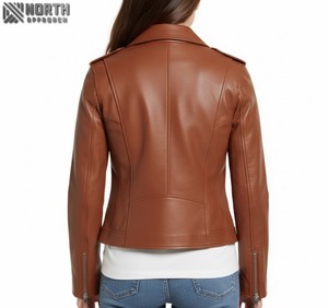 Mesdames coupe-vent femmes à manches longues veste en cuir véritable vente chaude conception unique femmes vestes en cuir pour Street Wear personnalisé - Product Image 3