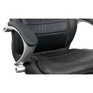 Chaise de conférence de bureau Jet-Line Bergamo, confortable, en cuir véritable noir, cantilever, empilable, en métal, pour réunion, salon - Product Image 4