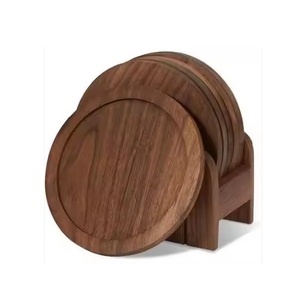 High durability wooden drink coasters with anti <b>scratch</b> finished designed for daily use in home office and cafes - Product Image 1