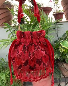 Handmade Embroidery Ethnic Top Quality Indian Embroidered Latest Design Women Wedding Gift Handbag Coin <b>Potli</b> <b>Bag</b> - Product Image 4