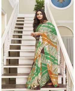 Nouveau formel attrayant avec tenue décontracté imprimé Saree multicolore avec chemisier non cousu Pièce Nouvelle Collection par Ethnic Garment Apparelgarment - Product Image 3