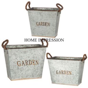 Macetas de flores con estilo, maceta de suelo galvanizada de Metal y macetas para decoración de jardín con mango, macetas de balcón, Cubo de Metal - Product Image 5
