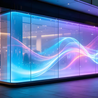 Écran LED flexible transparent couleur HD, installation facile, affichage sur fenêtre intérieure pour centre commercial