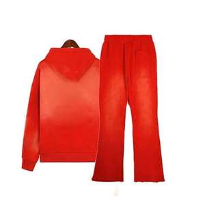 Conjunto de Sudadera con Capucha de Felpa 100% Algodón para Hombre, a la Moda, Resistente al Viento, con Logotipo Personalizado, Lavado Ácido, Transpirable, Ropa Deportiva Informal para Invierno - Product Image 2