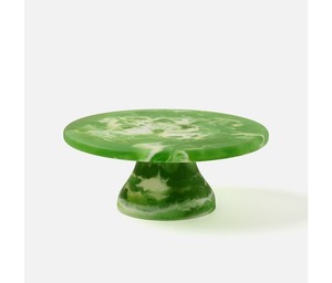 Soporte de pastel de resina de diseñador de lujo con borde dorado que detalla la exhibición elegante de postres para ceremonias de boda y recepciones de hoteles - Product Image 3