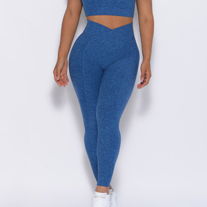 Últimas mallas de contorno brasileño Ocean con logotipo personalizado con cintura alta y ropa activa Leggings de gimnasio de moda para mujeres - Product Image 1