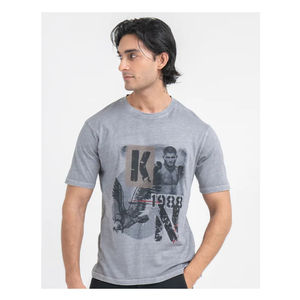 เสื้อยืดคอกลมสำหรับผู้ชายแขนสั้นผ้าฝ้าย100% พิมพ์ลายสกรีนสีพื้นดีไซน์ใหม่สำหรับฤดูร้อน - Product Image 4