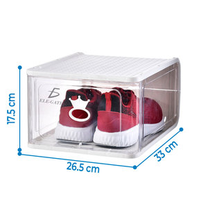 Set di 3 Scatole per Scarpe Trasparenti Impilabili in PP, Organizzatore a Doppio Livello con Design Pieghevole per Armadio - Product Image 2