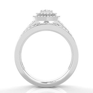 2025 Venta caliente nuevo Micro Pave Set corte redondo diamante Natural compromiso de lujo joyería de moda anillo de racimo con banda a juego - Product Image 4