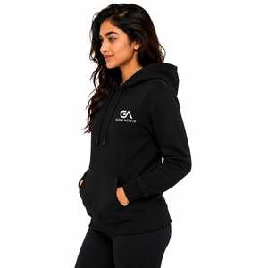 Sudadera con Capucha Negra Personalizada para Hombre, Diseño 2 en 1 Ecológico con Cierre de Cremallera, Sudadera Deportiva de Poliéster y Felpa para Gimnasio - Product Image 5