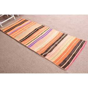 พรมวิ่งสไตล์ตุรกีวินเทจ ขนาด 2.4x6.9 ฟุต ลายต้นไม้สีส้ม ทำจากขนสัตว์ - Product Image 3