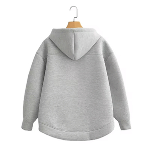 Vente en gros de sweat-shirts à capuche zippés noirs pour hommes, veste en molleton unie, sweat-shirt à fermeture éclair en coton épais pour hommes et femmes, vêtements décontractés d'hiver, streetwear - Product Image 2