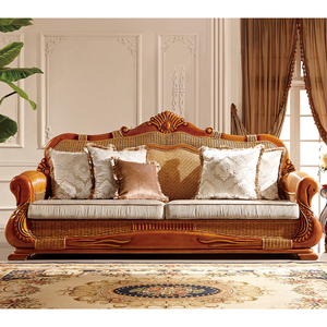 Commercial Solid Wood Rattan Sofa Furniture Classic <strong>Brown</strong> Fabric Upholstered for Hotel Lobby Lounge - Product Image 1