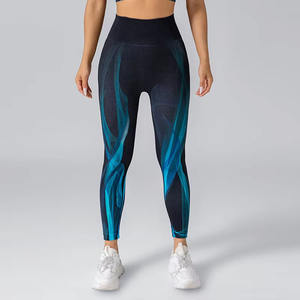 OEM personalizado al por mayor de alta cintura de compresión estiramiento gimnasio deportes entrenamiento acanalado Leggings apretado sin costuras Leggings de Yoga para las mujeres - Product Image 4
