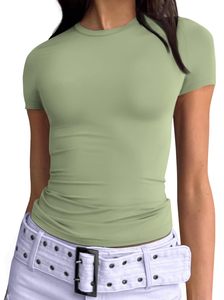 Camiseta bordada de microfibra de secado rápido para mujer, ropa de moda de talla corta, Camiseta estampada de Material mixto para mujer, camiseta alta - Product Image 5