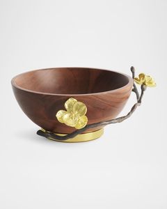 Customized Size And Design Wooden Serving Bowl With Metal Handle And Base Perfect For Elegant Dining <b>Table</b> Decoration - Product Image 4
