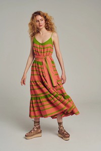 Vestido de Verano Indio hecho a mano con V para mujer, vestido Maxi cómodo y elegante con cinturón para mujer, perfecto para el día o la playa - Product Image 4