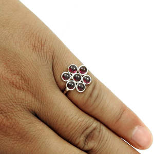 Bague en argent sterling 925 en gros, bague bohème élégante faite à la main avec pierre précieuse grenat multicolore pour mariage et cadeau de fête - Product Image 4
