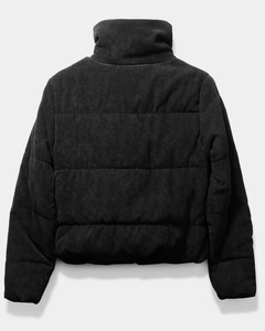 Chaqueta acolchada de pana negra para mujer, cuello alto, con cremallera, abrigo de invierno, ropa exterior acolchada personalizada, fabricante de ropa al por mayor, OEM - Product Image 6