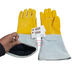Gants de soudeur ISONZ jaunes en cuir véritable, anti-coupure et anti-impact, doublure résistante à la chaleur pour la soudure - Product Image 5