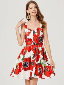 Vestido de algodón sin mangas con estampado Floral a la moda, ropa cómoda de verano con ajuste moderno, regalo de boda personalizado para novia - Product Image 4