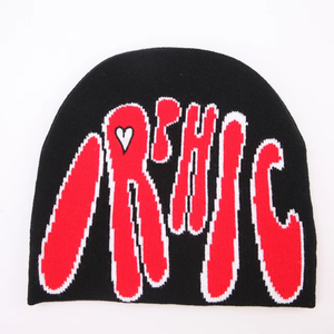 Wholesale Custom Jacquard Beanie Winter Warm <b>Letter</b> <b>Acrylic</b> Unisex Skully Hat Reversible Beanie for Travel - Product Image 2